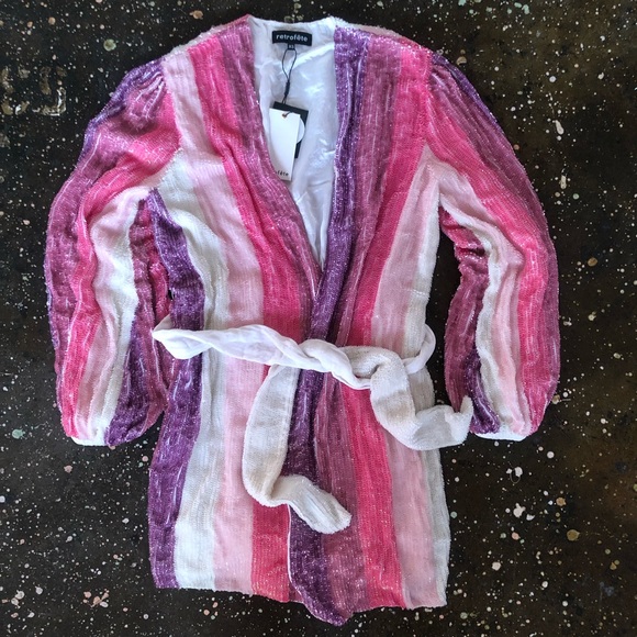 retrofete Gabrielle Dress Multi Pink Stripe Mini - Picture 7 of 11